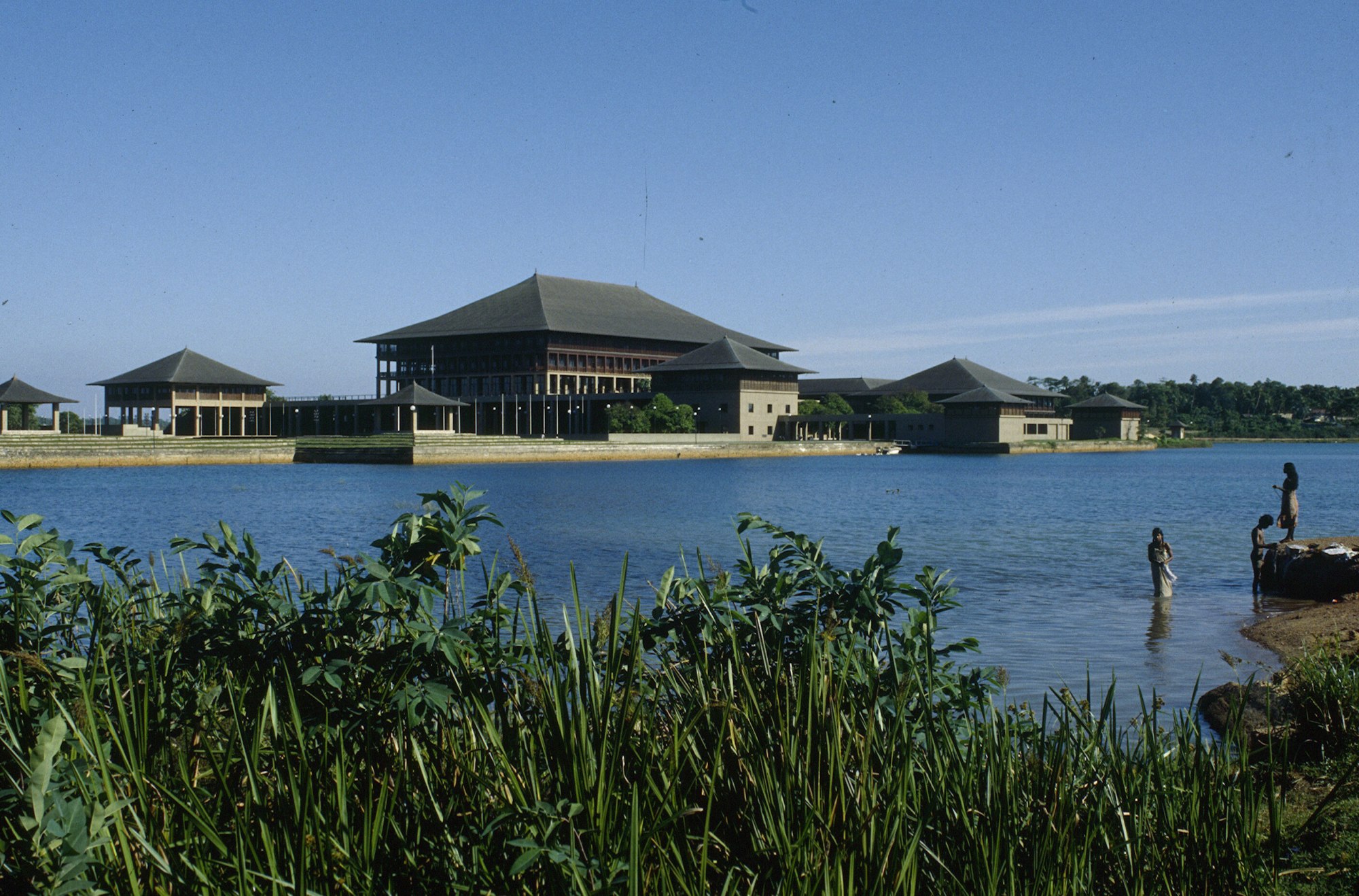 View from across the lake: The Parliament Complex in Kotte. 
