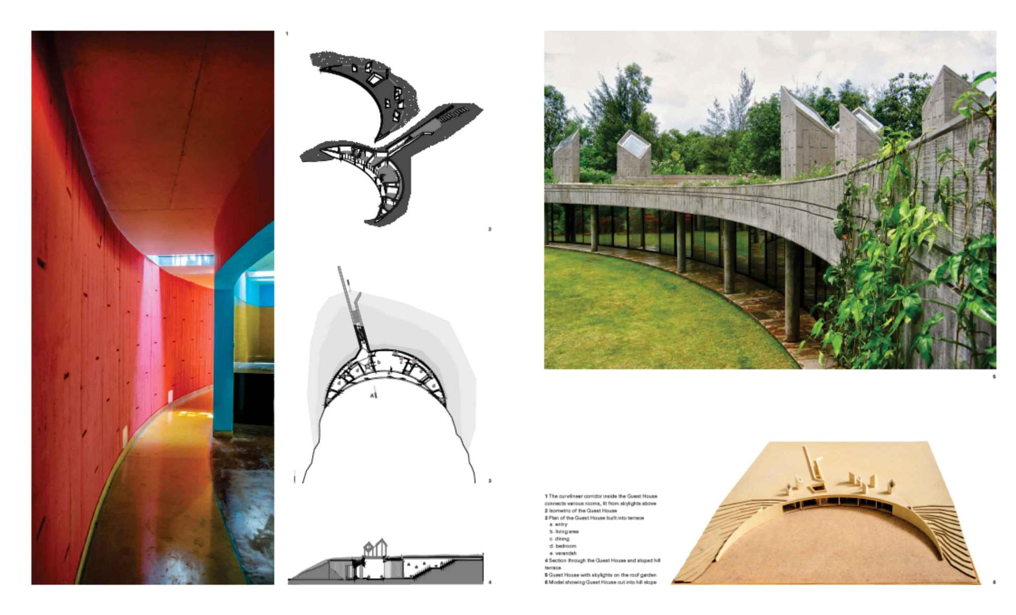 Book Spreads are composed of Drawings, Photos and Model Images with text that outlines the Design Process.